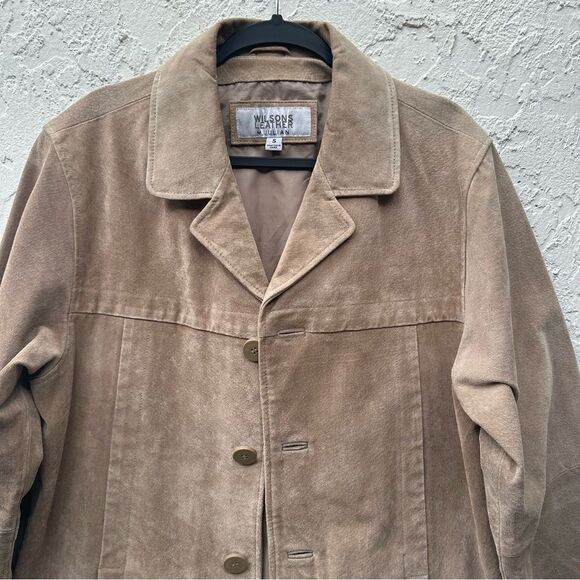 WILSONS LEATHER Suede Leather Jacket Mens Small Beige Neutral Western - Picture 2 of 9
